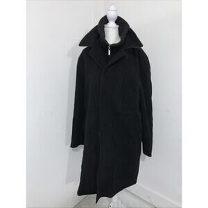 Ladies Cole Haan Wool & Cashmere Long Coat With Lambskin Collar Medium Black